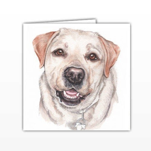 Golden Labrador Dog Greeting Card - by UK Artist Christine Varley's Original Watercolor painting