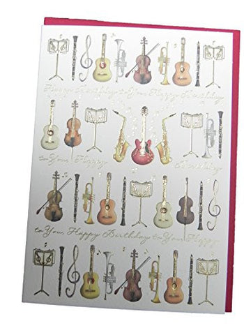 Guitar Trumpet Musical Greeting Card - Beautiful Greeting card - Printed in Holland