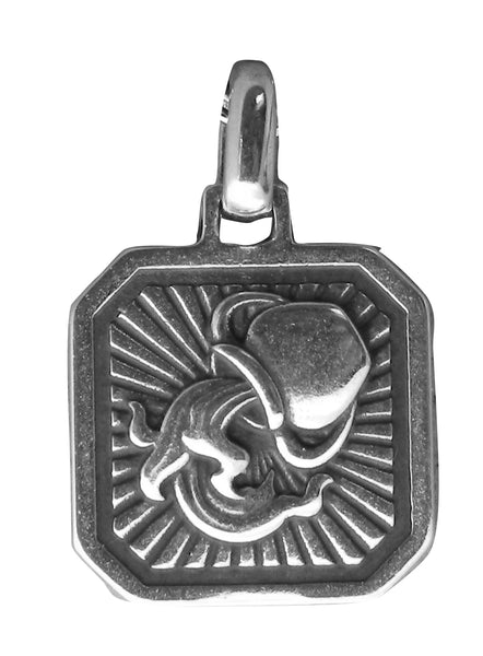 Aquarius Zodiac Pendent - Plain Sterling Silver Aquarius - January 20 - February 18