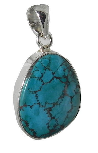 Oblong Turquoise Pendent in Sterling Silver Setting