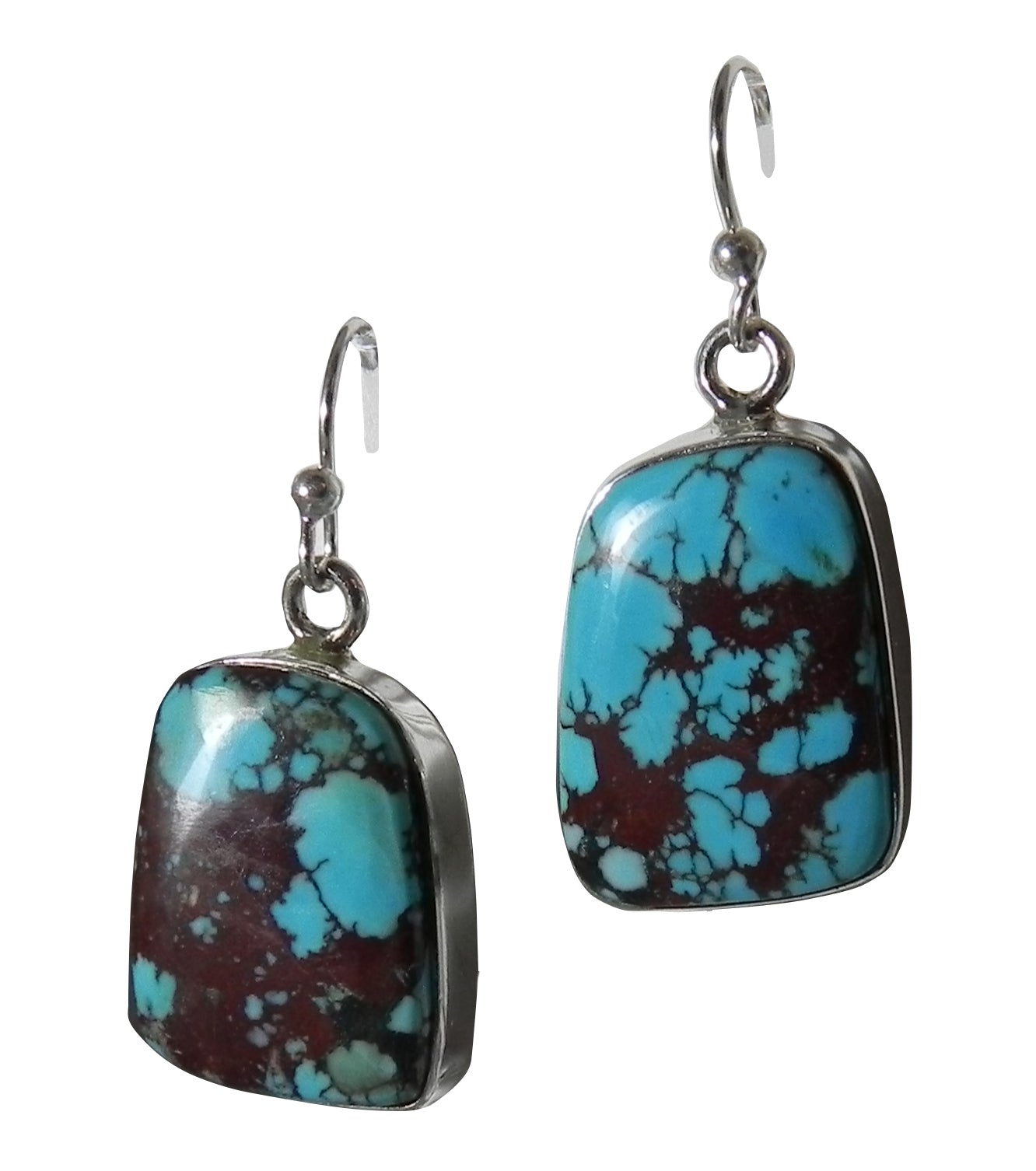 Square Turquoise Earring in Sterling Silver Setting