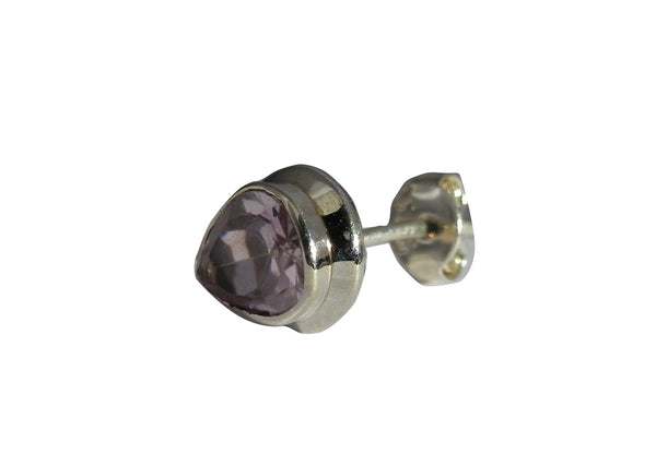 Pink Topaz Oval Stud Earrings - Sterling Silver