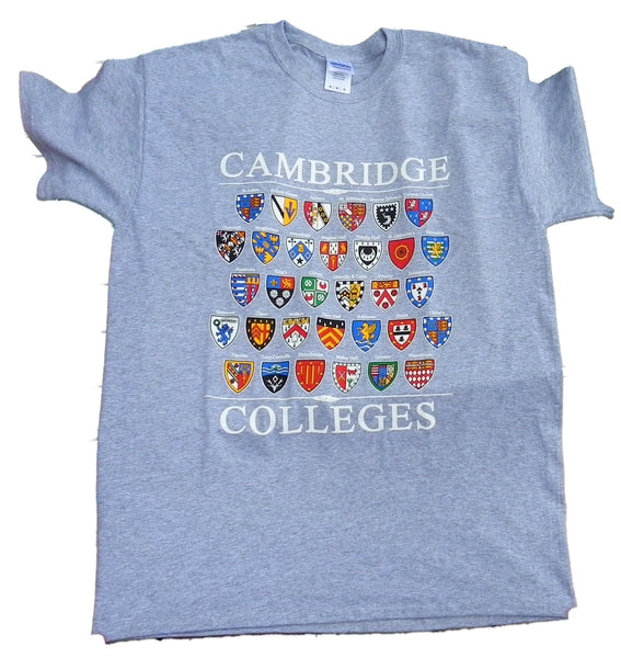 Cambridge Colleges T-shirt - Grey - Colleges from the Famous City of Cambridge, England