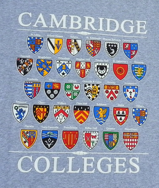 Cambridge Colleges T-shirt - Grey - Colleges from the Famous City of Cambridge, England