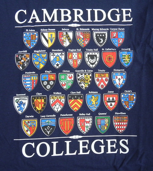 Cambridge Colleges T-shirt - Navy - Colleges from the Famous City of Cambridge, England