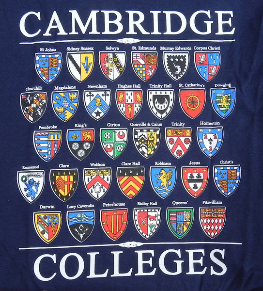 Cambridge Colleges T-shirt - Navy - Colleges from the Famous City of Cambridge, England