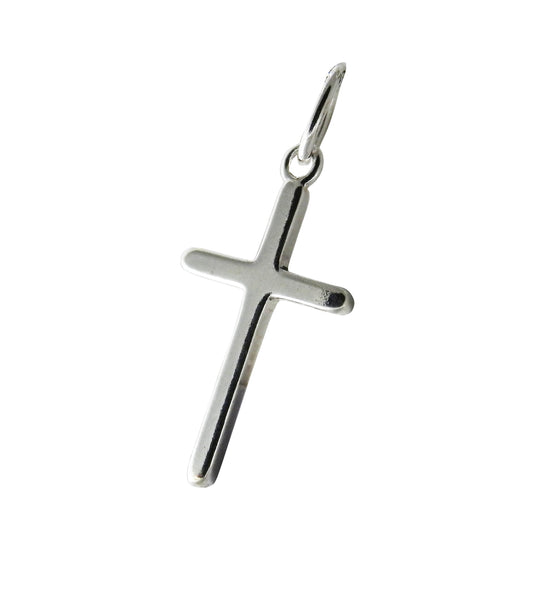 Medium Cross Pendent - Religious - Plain Sterling Silver