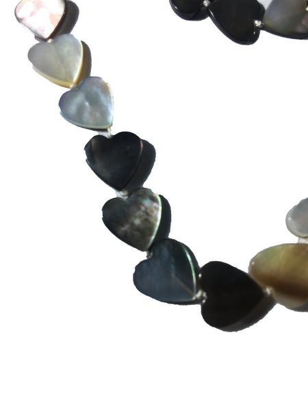 Mother of Pearl Heart Bead Necklace - 18inch long - 12x10x2mm Beads