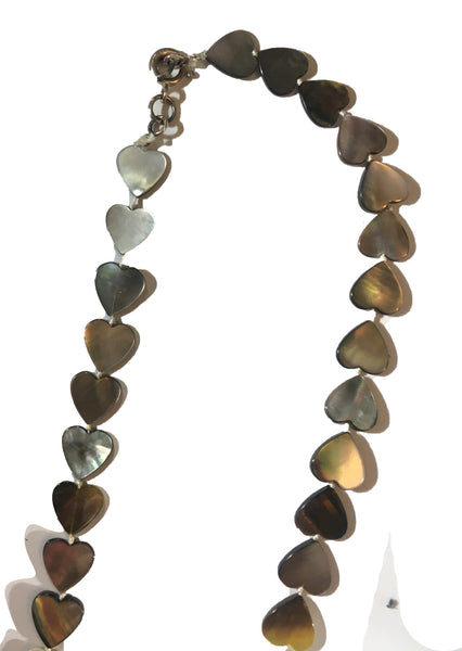 Mother of Pearl Heart Bead Necklace - 18inch long - 10x10x2mm Beads