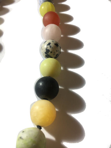 Natural Agate and Jasper Necklace - 18inch long - 15mm Round Beads