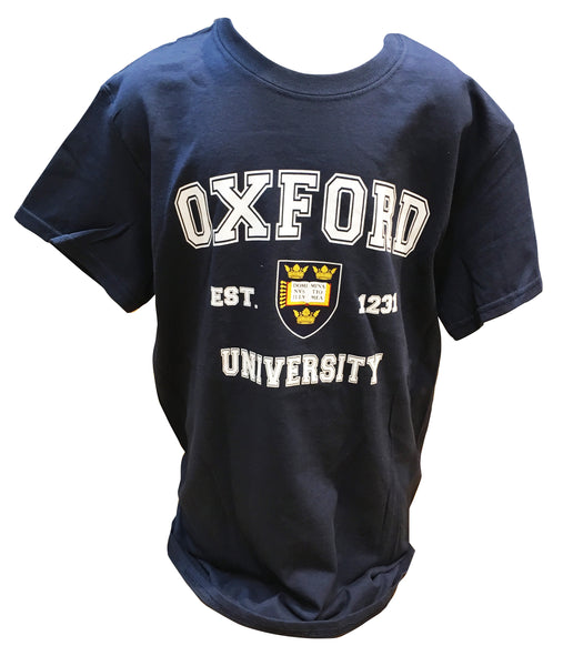 Oxford University - Navy Blue - Colour Crest Printed T-shirt - Official apparel of this famous Institution