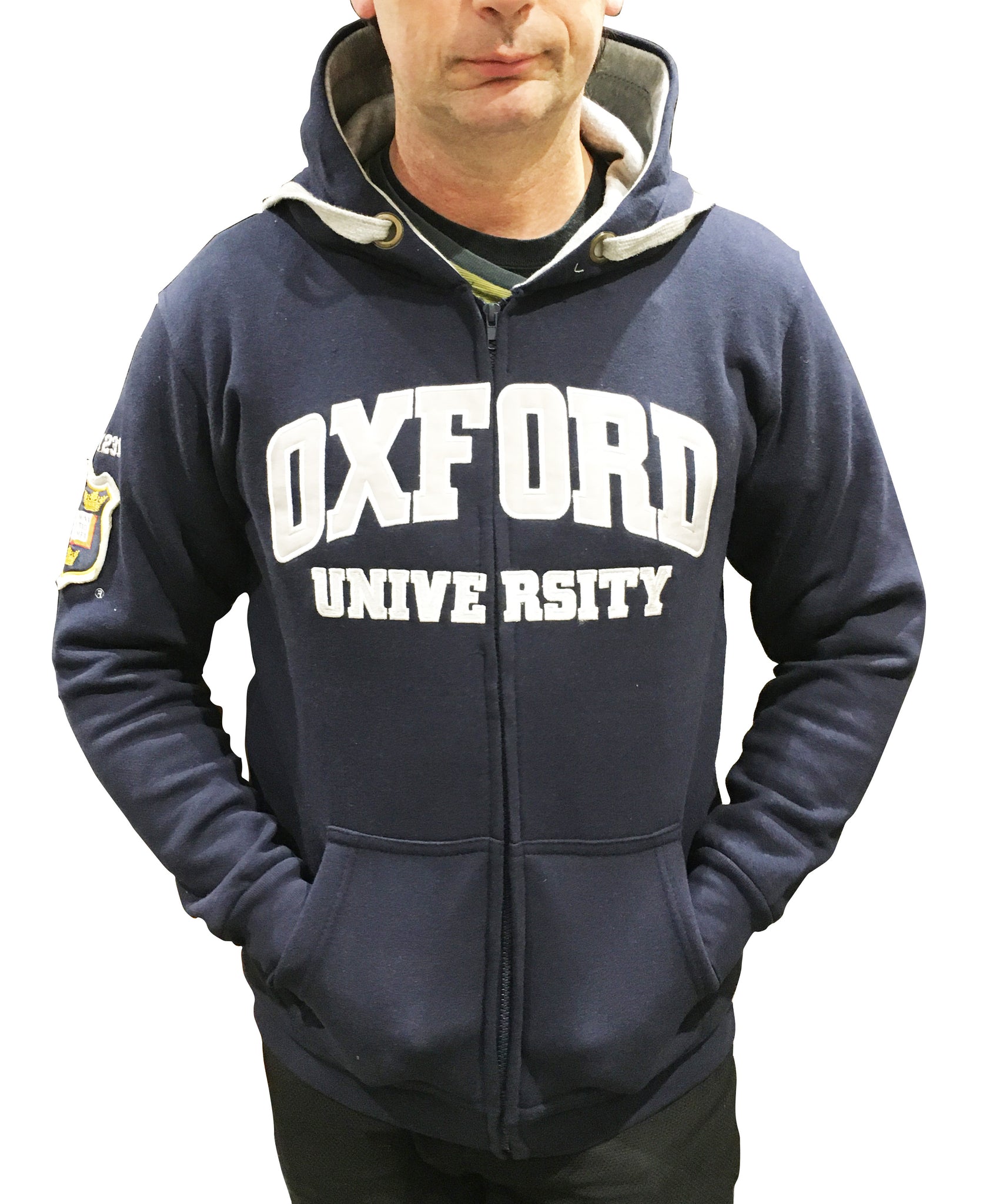 Oxford University Zipped Embroidered Hoody - Navy - Official Apparel of the Famous University of Oxford