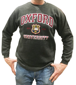 Oxford University Embroidered Sweatshirt - Charcoal Colour -  Official Apparel of the Famous University of Oxford