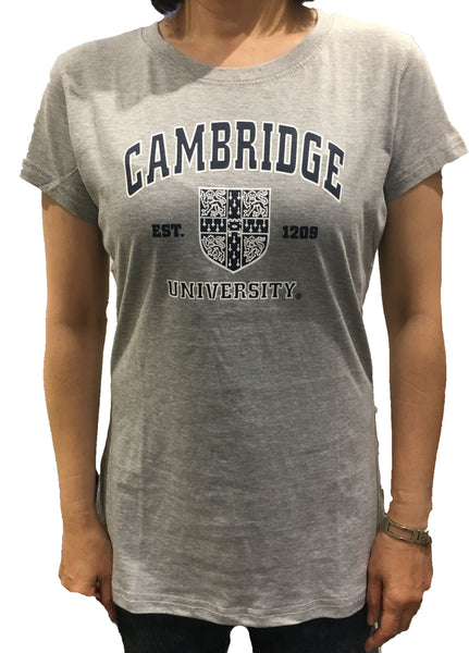 Cambridge University Ladies Body Fit T-shirt - Grey - Official Apparel of the Famous University of Cambridge