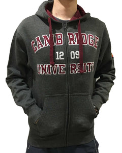 Cambridge University Zipped Hoody - Charcoal - Official Licenced Apparel of the Famous University of Cambridge