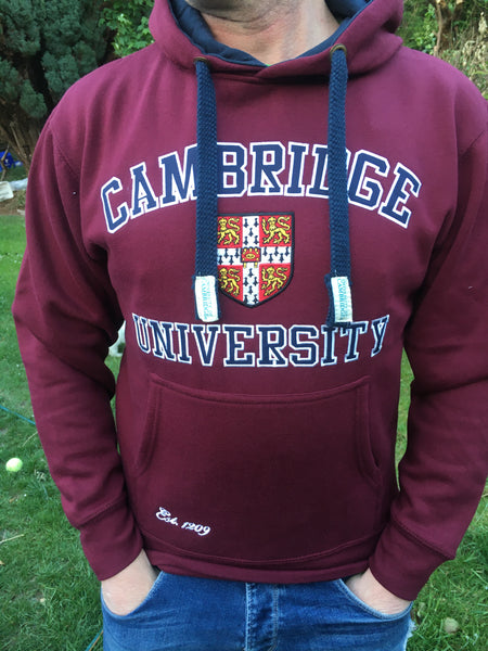 Cambridge University Embroidered Hoodie - Burgundy - Official Apparel