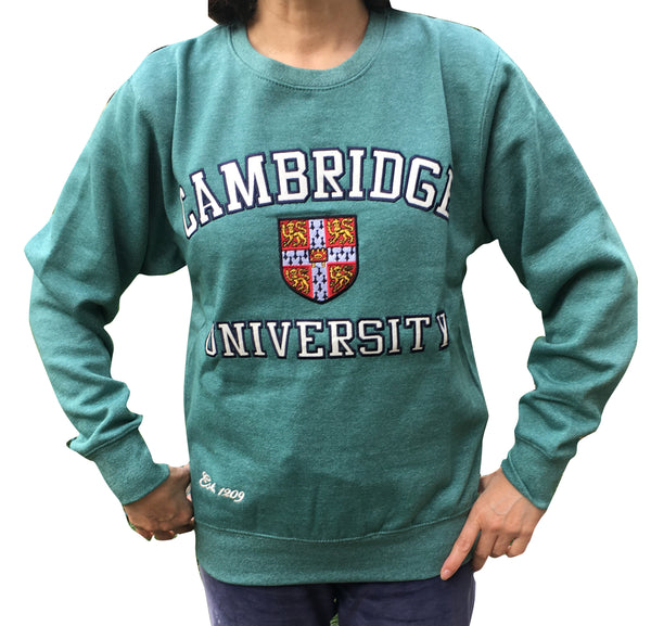 Cambridge University Embroidered Sweatshirt - Green - Official Apparel of the Famous University of Cambridge