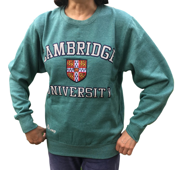 Cambridge University Embroidered Sweatshirt - Green - Official Apparel of the Famous University of Cambridge