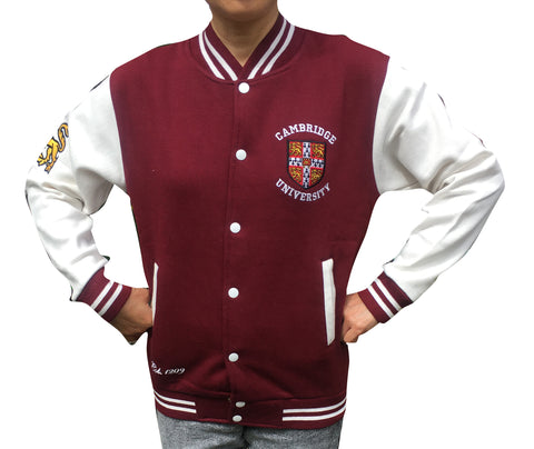 Cambridge University Embroidered Varsity Jacket - Burgundy - Official Apparel