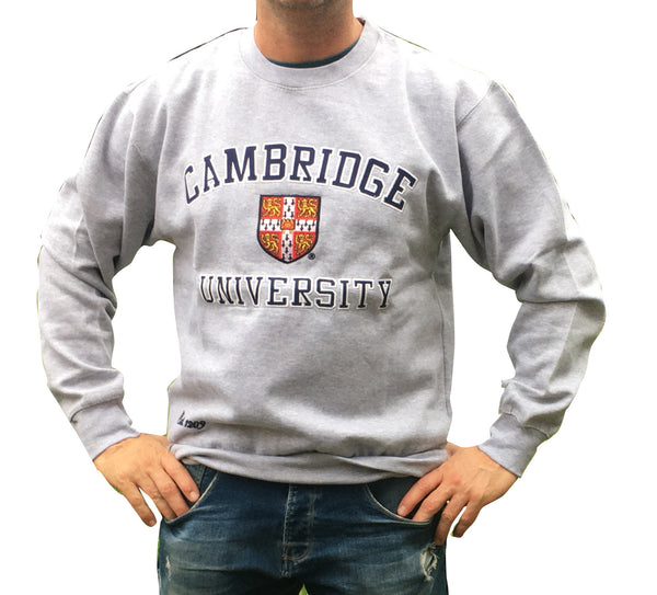 Cambridge University Embroidered Sweatshirt - Grey - Official Apparel of the Famous University of Cambridge