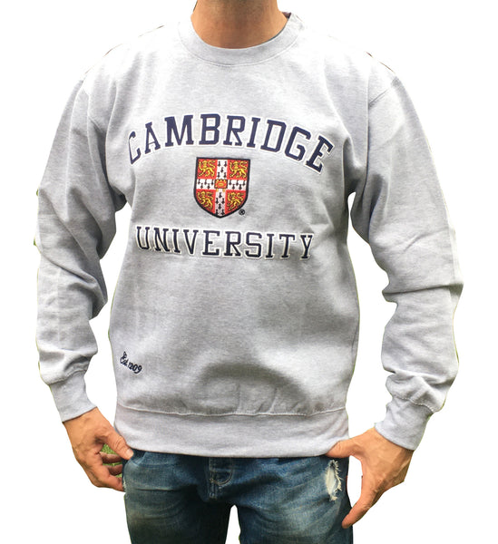 Cambridge University Embroidered Sweatshirt - Grey - Official Apparel of the Famous University of Cambridge