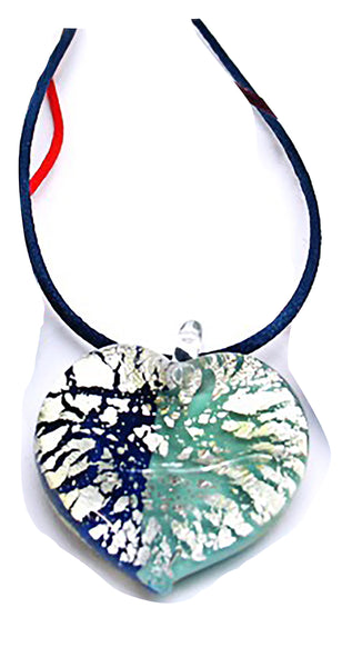 Murano Glass Heart  Pendent - Mod. Passione - 30x30 mm - 925 Sterling Silver