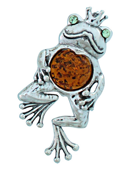 Genuine Baltic Amber - Frog Pendent - 925 Sterling Silver