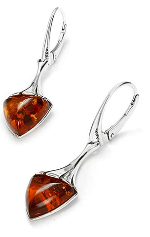 Genuine Baltic Amber - Drop earing - 925 Sterling Silver