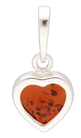 Genuine Baltic Amber - Heart Pendent - 925 Sterling Silver