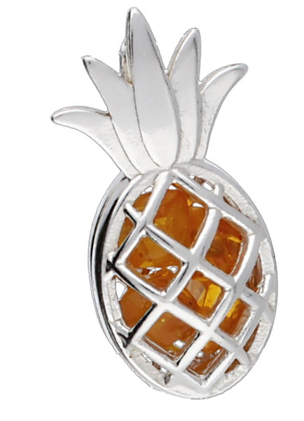 Genuine Baltic Amber - Pineapple Pendent - 925 Sterling Silver