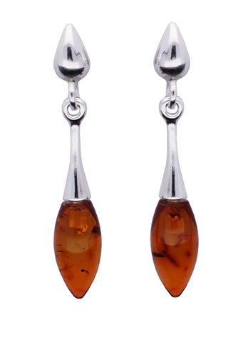 Genuine Baltic Amber - Drop earring - 925 Sterling Silver