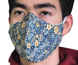 Homemade Cotton Face Mask - 1x Small Blue Paisley Mask + 1x Free Random Design mask