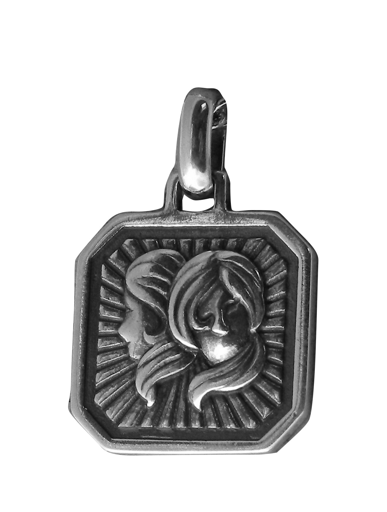 Gemini Zodiac Pendent - Plain Sterling Silver Gemini - May 21 - June 20